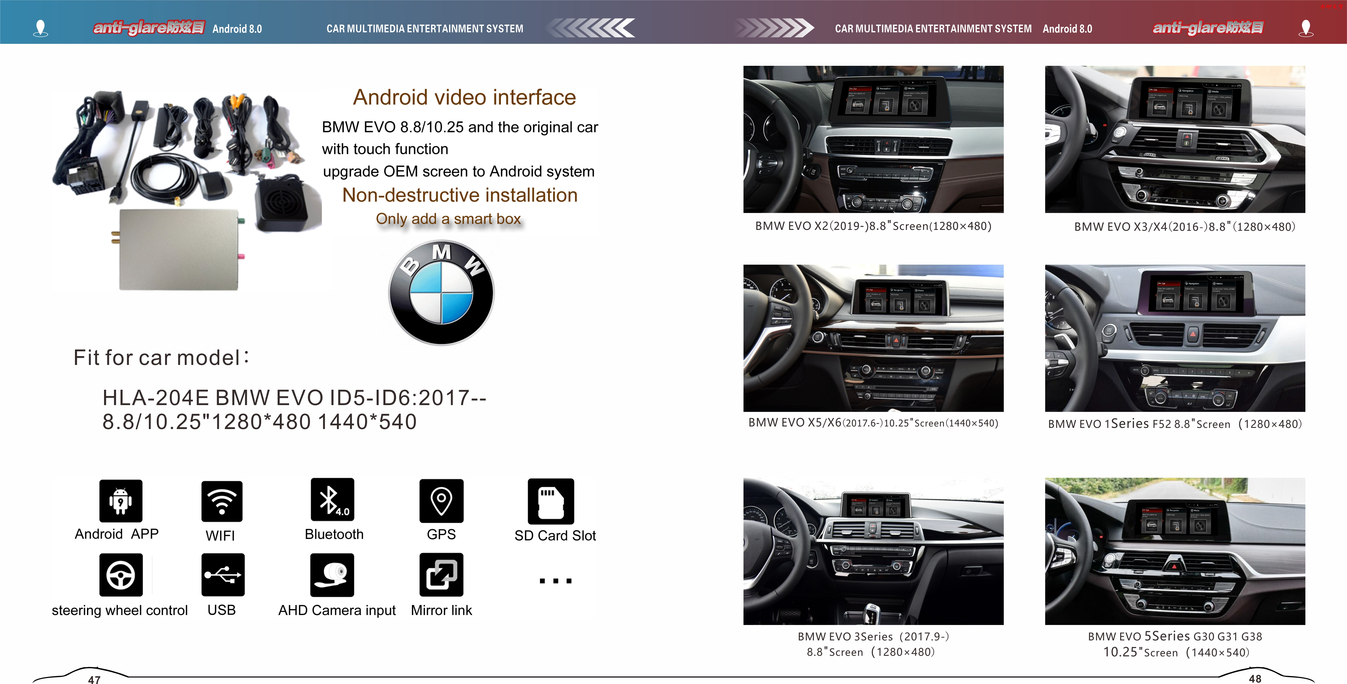 BMW EVO ID5 ID6 Multimedia Video Interface Android 8 Fm Aux Usb Sd Gps Navigation 4g Wifi Mirroring