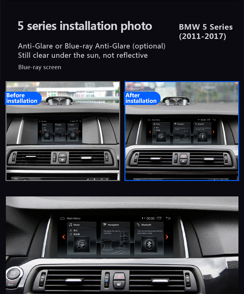 Hualingan For BMW 5 series,CIC system,10.25 inch Android car multimedia system MTK Core 4G internet 64G storage WIFI Carplay