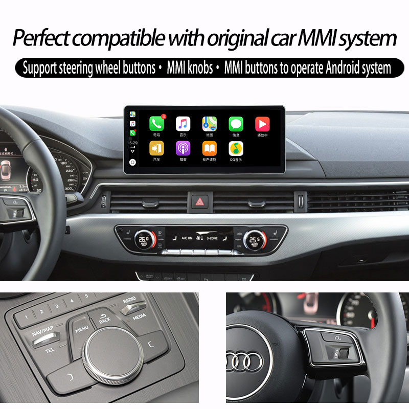 For Audi A4/ S4/ RS4 (B9 8W) MIB2 10.25”Touchscreen Android GPS Navi 4G Wifi Carplay Mirroring Cover The Full Scree