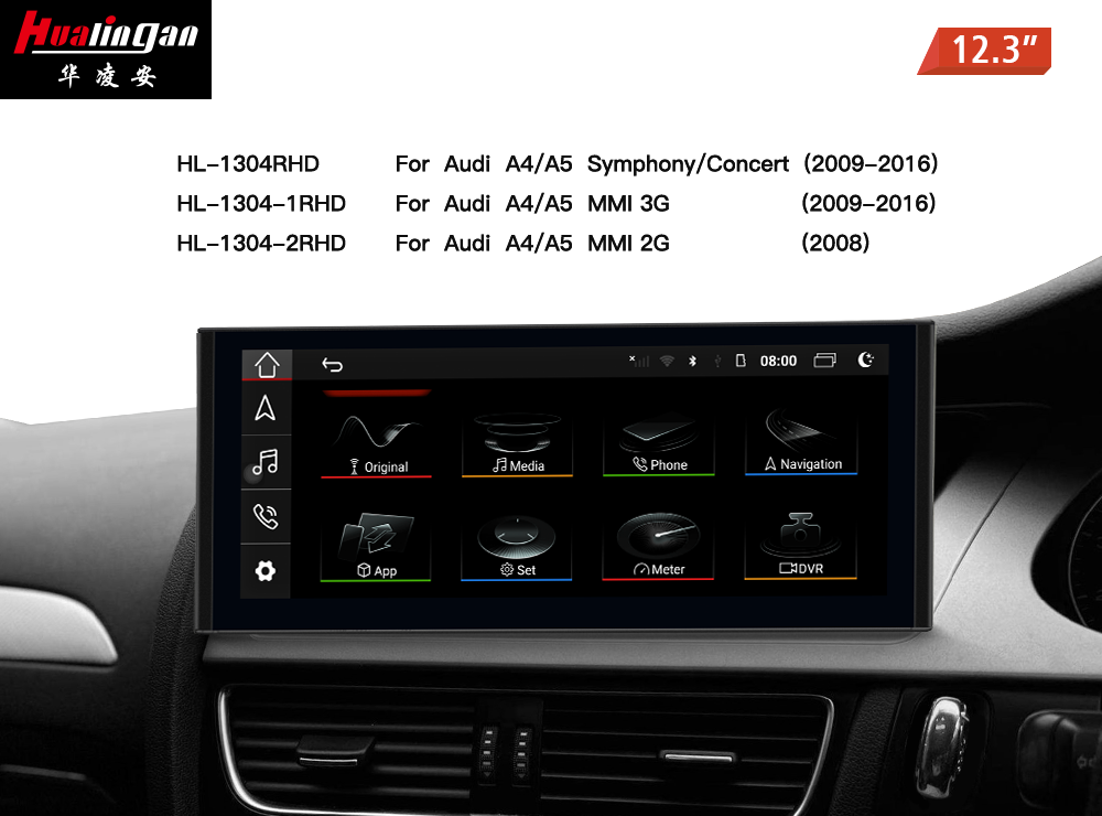  for Audi A4 S4 RS4 B8 (RHD) Mmi 3G 12.3 Inch Touchscreen Android 12 GPS Live Navigation Apple CarPlay Bluetooth Aftermarket Radio Multimedia Update 