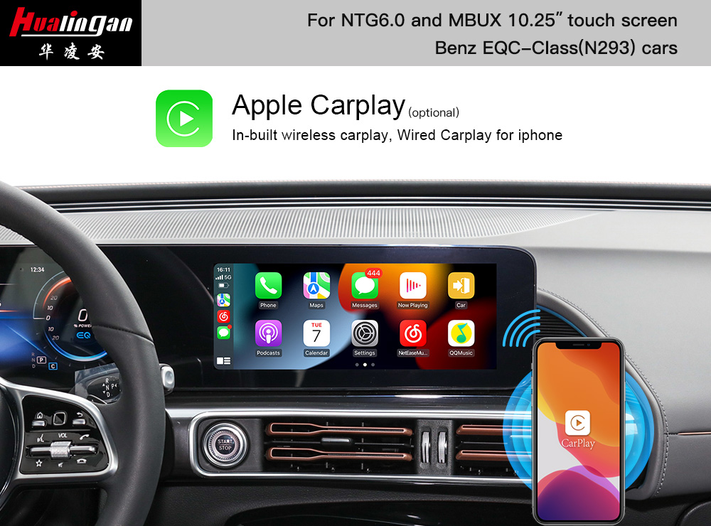 for Mercedes-Benz EQC MBUX Navigation Services Android Auto And Apple CarPlay Audio Sound System USB Ports Wifi With 10.25 Inch Touch Screen