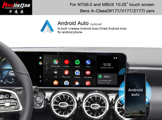 Android Auto Mercedes A Class W177 V177 Wireless Apple Carplay MBUX Multimedia System with 10.25 Touchscreen Fullscree Screen Mirroring Upgrade AHD Camera Wi-Fi Video Youtube