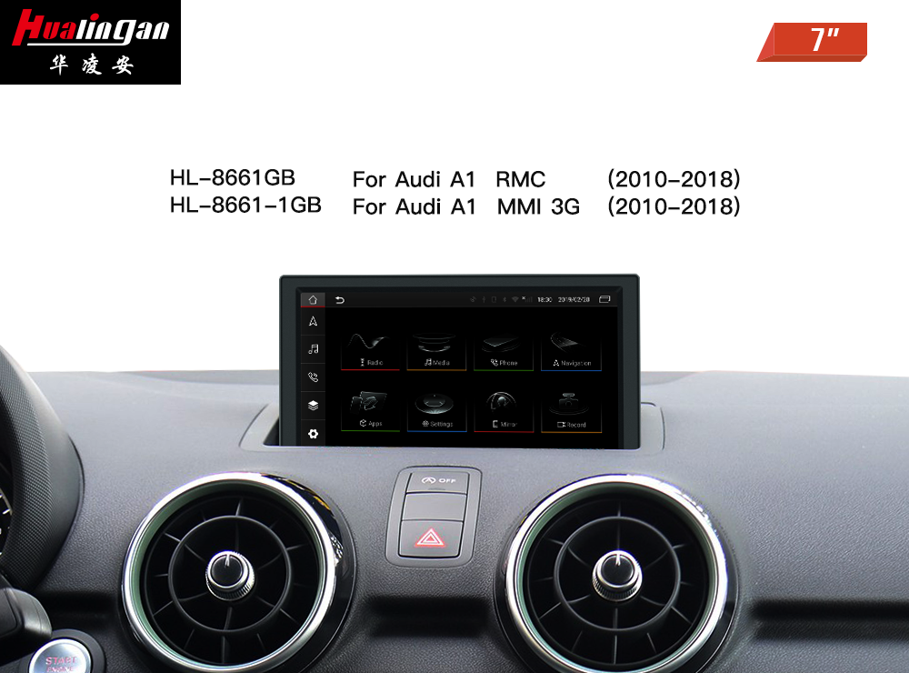 Autoradio 7.0 inch Android 12 Audi A1 8X RMC Apple Carplay SWC Mirrorlink GPS Live Navigation Bluetooth DAB Audio Radio Wired Audroid Auto Obd2 Scanner    