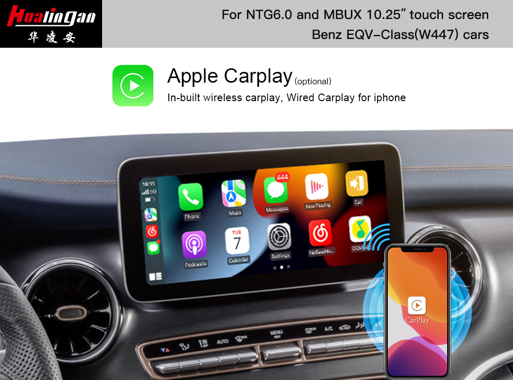 Wireless Apple Carplay MBUX Mercedes EQV W447 Android 12 Android Auto