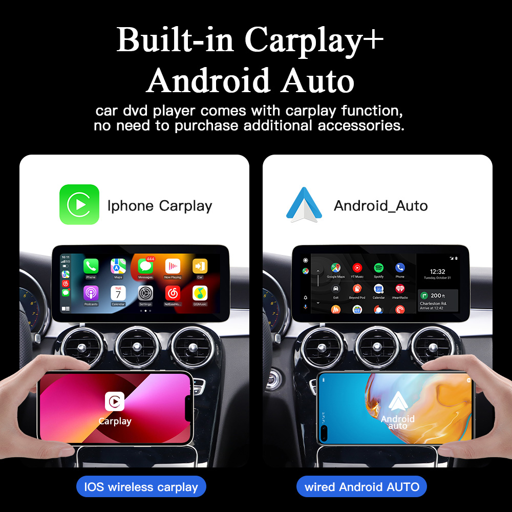 Hualingan Mercedes C-W205 S205 C205 X-W470 GLC-W253 12.3” Touch Screen Upgrade Android 12 Wireless Apple CarPlay Full Screen Android Auto Mirror GPS Navigation Wifi 4G Rear Camera