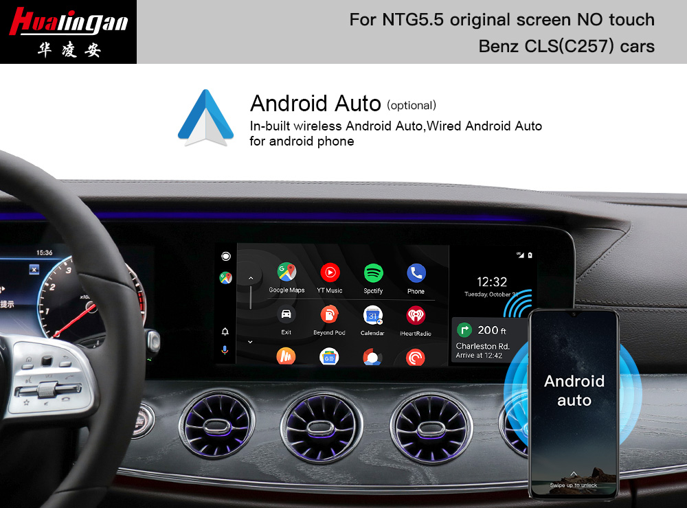 Mercedes CLS C257 NTG 5.5 Upgrade Apple CarPlay Android Auto Video in Motion Instagram Google Maps Apple Maps 12.3 Inch Anti-Glare Blue Ray Touch Pannel 