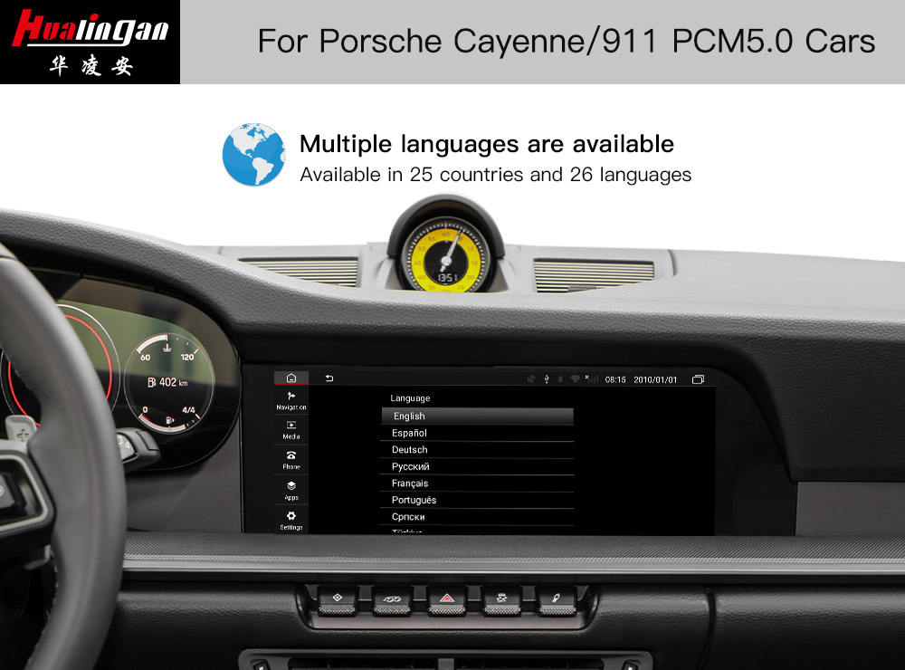 Hualingan Wireless Apple CarPlay Porsche Cayenne E3 PCM 5.0 12.3 inch Touch Screen Upgrades Android Auto Screen Mirroring