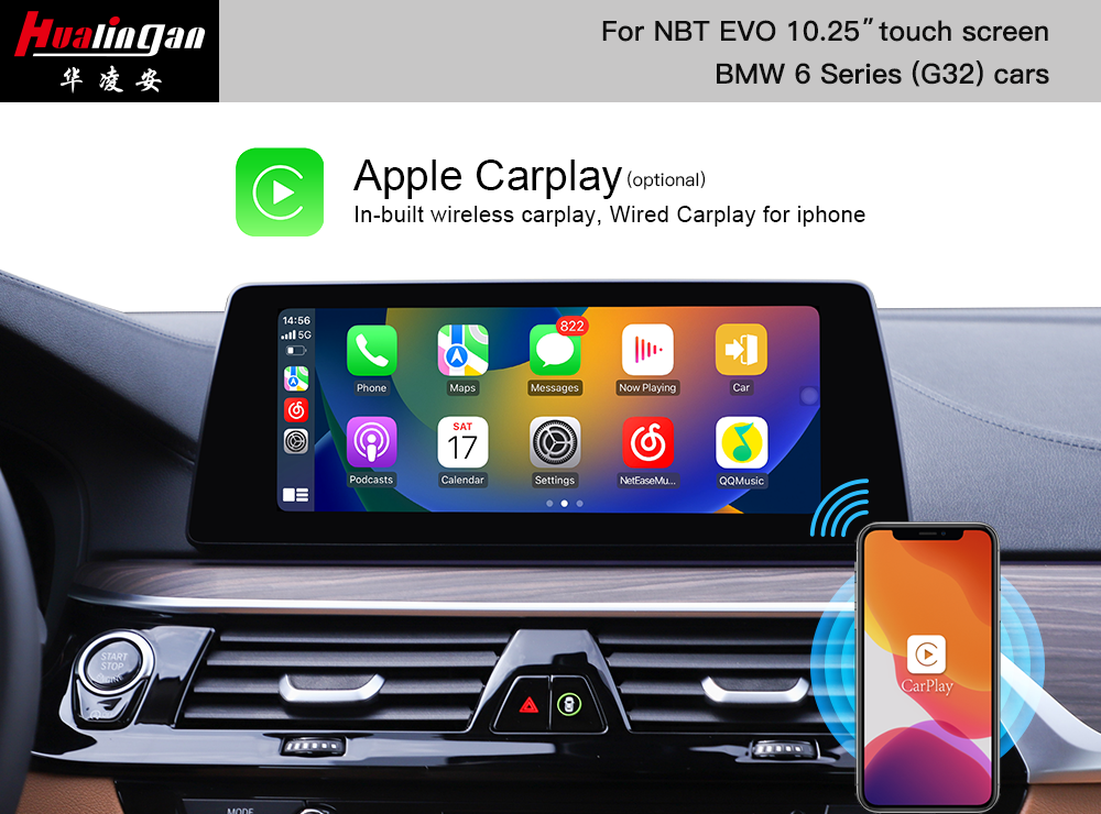 BMW 6 Series G32 iDrive 6.0 EVO Touch Screen Upgrade Wireless Apple CarPlay Fullscree Android System Android Auto Mirroring Video in Motion Wi-Fi Hotspot 