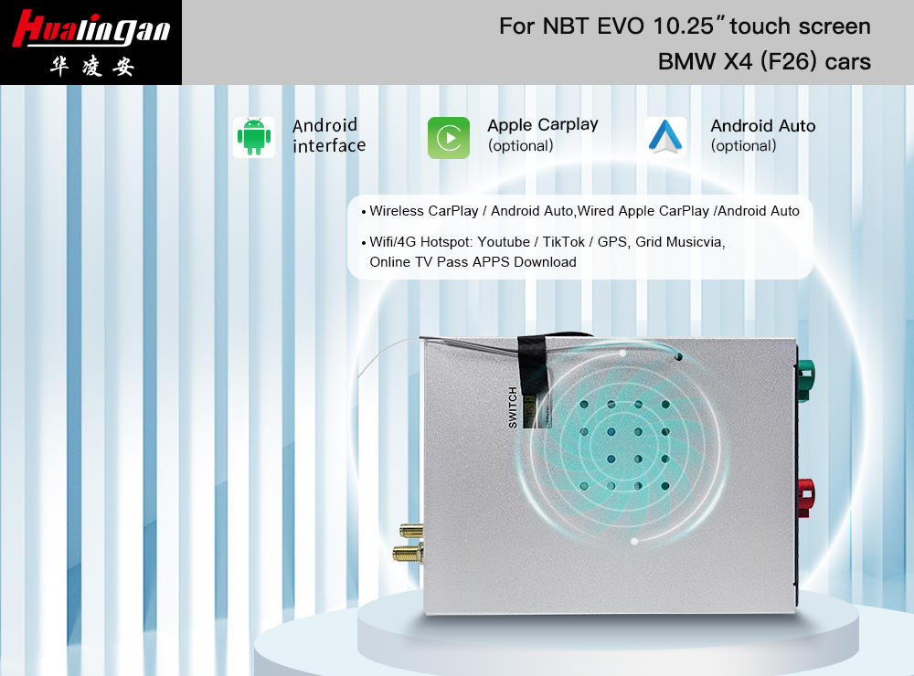 CarPlay AI BOX BMW X4 F26 NBT EVO Wireless Apple CarPlay Android Auto Full Screen Mirroring