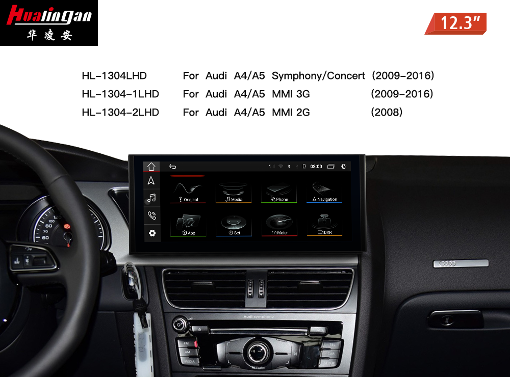  for Audi A4 S4 RS4 8T (LHD) Mmi 3G 12.3 Inch Blu-Ray Touchscreen Android 12 GPS Navigation Apple CarPlay 4G Wifi Music TikTok Vehicle Backup Camera