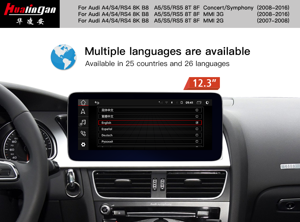 for Audi A4 S4 RS4 B8 Mmi 3G 10.25 inch Touchscreen 4G USB Navigation Apple Carplay Android Auto Multimedia Musicvia Video Pinterest sound system upgrade 