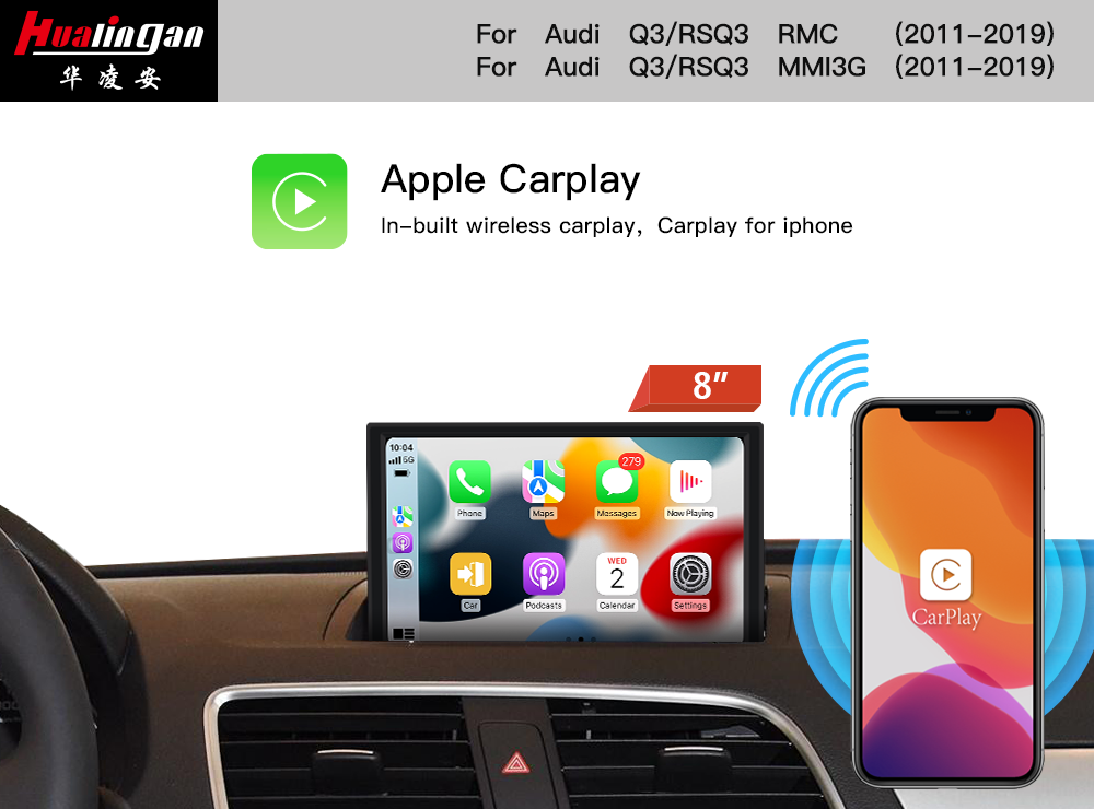 for 8.0 inch Touch Screen AudiAudi Q3/ RS Q3 MMI 3G USB Navigation Upgrade Wireless Apple Carpla Android Autoradio Grid Musicvia Bluetooth Aftermarket Stereo
