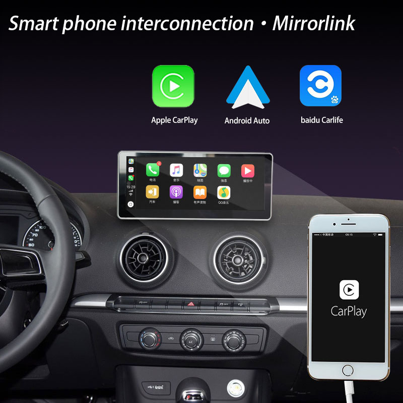 10.25"Blu-ray Anti-glare Audi A3 MMI 2G Car Stereo Multimedia Android Screen Mirroring AHD Camera Aux