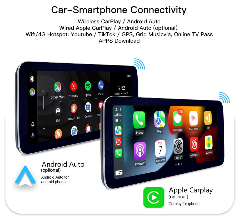 Hualingan Mercedes C-Class NTG4.0 C204 S204 W204 Screen Upgrade 12.3 inch Touch Android 12 Wireless Apple CarPlay Full Screen Android Auto Mirror Multimedia Navi Wifi Rear Camera