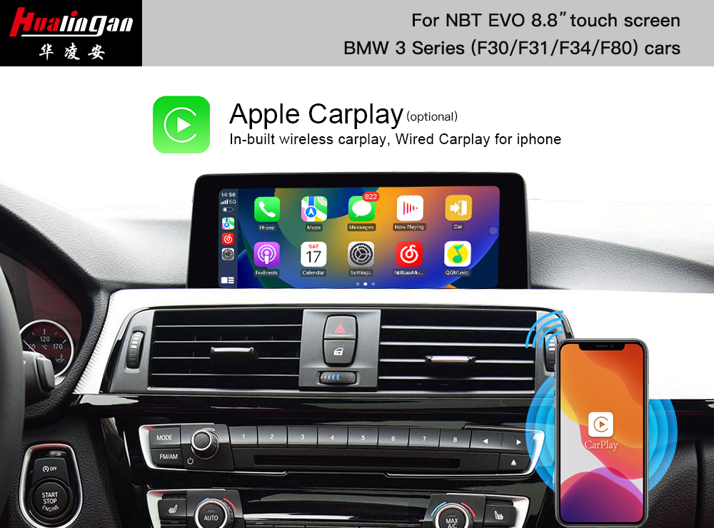 BMW 3-Series F30 /F31 /F34 /F35 iDrive 6.0 EVO Touch Screen Upgrade Wireless Apple CarPlay Fullscree Android System Android Auto Mirroring Video in Motion 