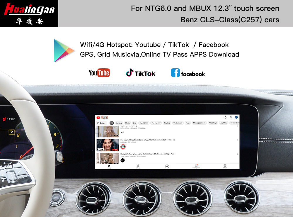 Audroid Auto Mercedes CLS C257 Apple CarPlay Screen Upgrade MBUX Multimedia with 10.25 Touchscreen Fullscree Screen Mirroring Upgrade AHD Camera Video Youtube 
