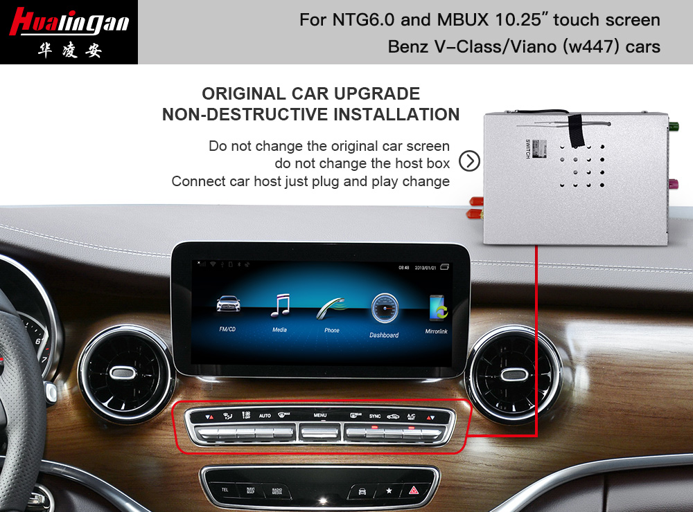 Apple CarPlay Mercedes Vito V-Class W447 MBUX Android Auto MBUX Multimedia with 10.25 /12.3 Touchscreen Fullscree Screen Mirroring Upgrade AHD Camera Video Youtube 