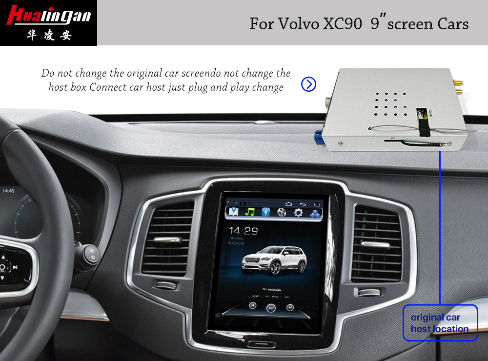 VOLVO XC90 Apple CarPlay Full Screen Auto Android Ai BOX Mirror Car Back Camera Android 12 Wireless Android Auto Adapter Wireless Apple Carplay Adapter 9 Inch Screen Upgrade 