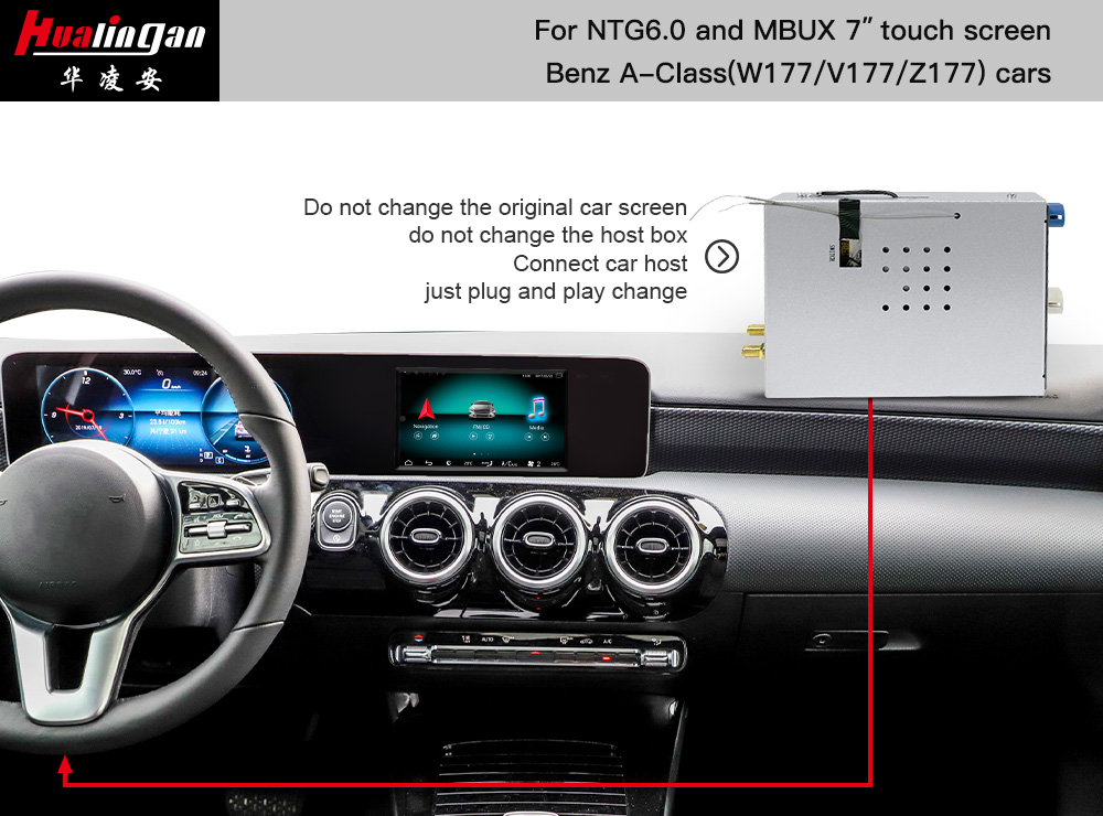 Android Navigation W177 V177 for Mercedes-Benz A-Class 7” Instrument MBUX Screen Upgrade Carplay Autoradio Audio Video Youtube 4G Bluetooth Music APPS Download